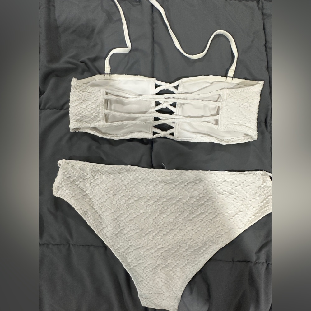 White two piece bikini bathing suit